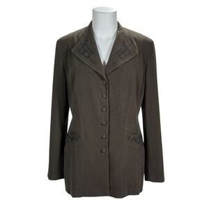 Y2K Fairy Grunge Olive Green Suede Blazer - Butterfly Aesthetic Corporate Goth